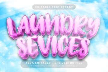 Laundry Services 3D Text Effect Editable Typography Design For Cleaning And Washing Service