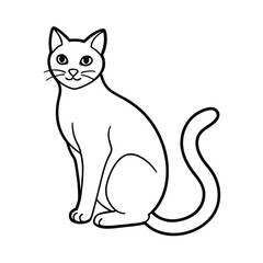 Sitting cat minimalist line art