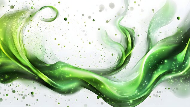 Abstract green wave on a white background, vector illustration. Dynamic lines, a green color scheme,  - Powered by Adobe