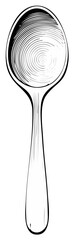 Elegant Spoon Engraving: Minimalist Cutlery Illustration with Intricate Line Art and Refined Detailing