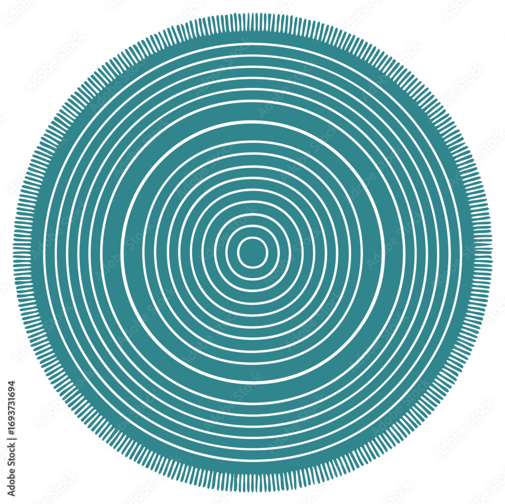 Poster Abstract circular design with concentric rings and fringed border pattern