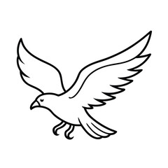 Soaring eagle with wings spread minimalist line art