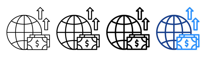 Global Inflation Icon Different Style Outline Collection Set