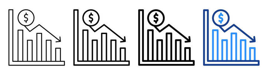 Market Volatility Icon Different Style Outline Collection Set