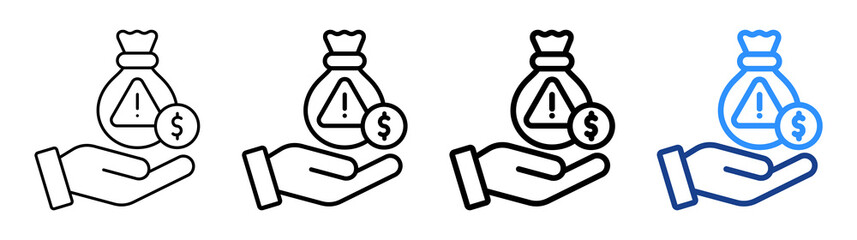 Financial Risk Icon Different Style Outline Collection Set