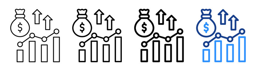Market Capitalization Icon Different Style Outline Collection Set
