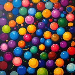 Colorful, glossy spheres on a dark backdrop