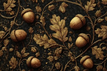 Autumnal acorn and leaf design