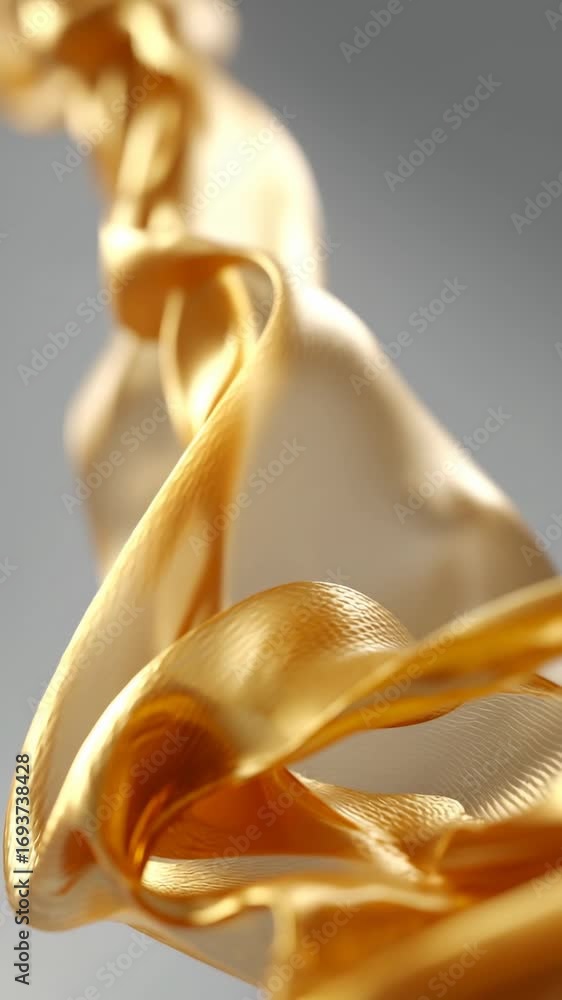 Poster golden ribbon dancing gracefully against a soft background creating an elegant visual display in a m