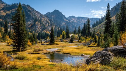 Fototapeta premium Autumnal mountain valley scene