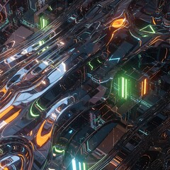 Naklejka premium Digital science research explores a dark cyberspace pattern in abstract fractal realms