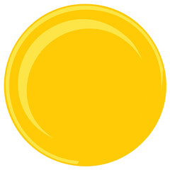 Vibrant yellow round glossy button or disc graphic illustration