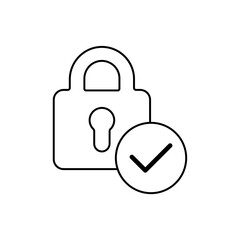 lock icon outline editable stroke line drawing eps
