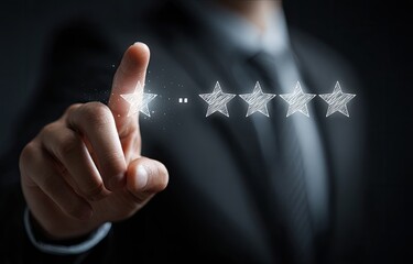 Businessperson selecting a high rating