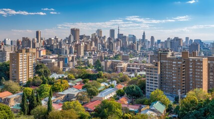Fototapeta premium High-angle view of a vibrant city skyline