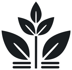Simple graphic plant icon illustrating growth, education, nature, and sustainable development.