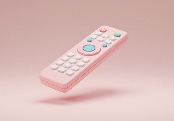Pink remote control on pink background for tv or media use
