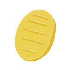 小判のシンプルな手描きのカラーイラスト