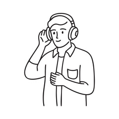 A vocalist adjusting headphones before recording