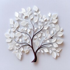 White paper tree art on light background