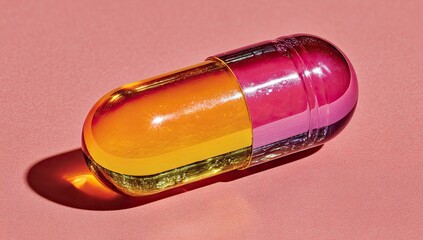 Vibrant pill on pink backdrop
