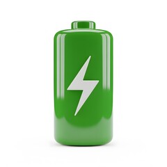Fototapeta premium Green Battery Icon with Lightning Bolt Symbol for Renewable Energy and Power Storage