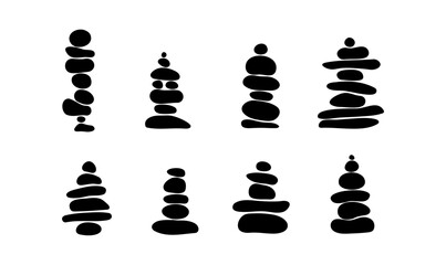 Balanced stone cairns