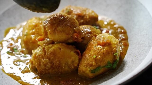 indian style taro masala curry.
