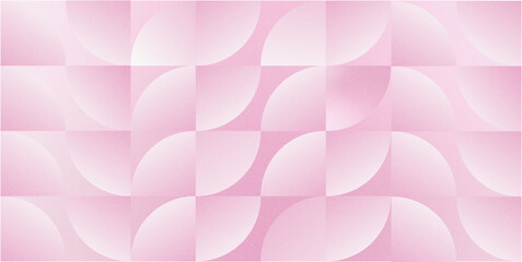 Geometric background with Grainy Texture. Seamless Pattern in Bauhaus style. Pink Monochrome Gradient abstract Shapes background. Digital illustration