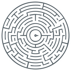 Complex Circular Labyrinth Puzzle with a Central Target and a Path to Solving the Maze