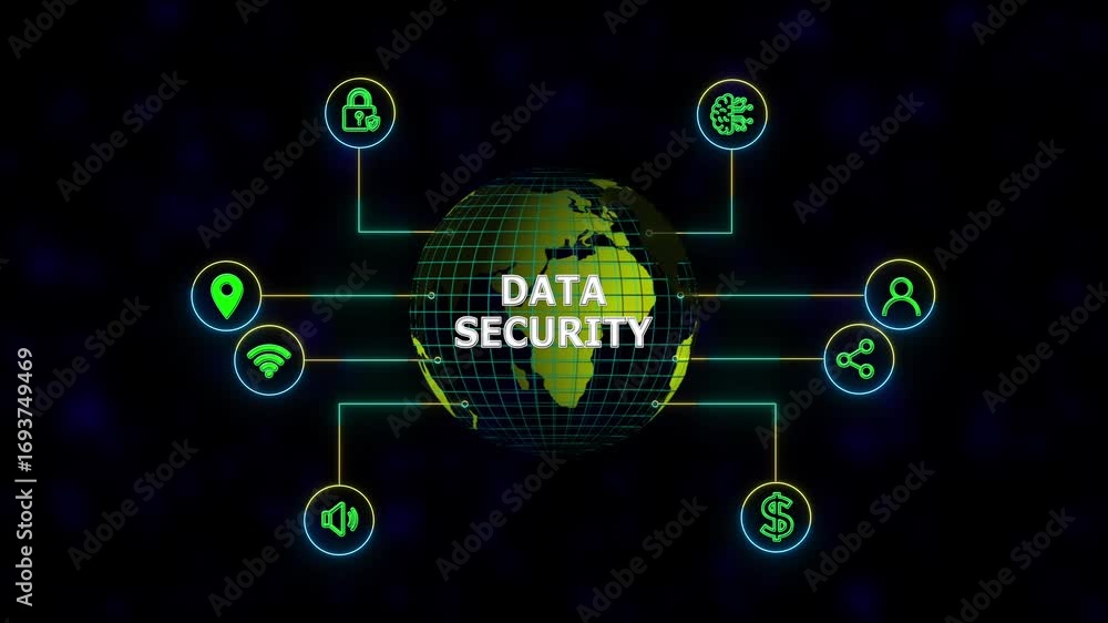 Poster cyber security data protection business technology privacy concept , new business concept tee icon a