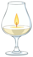 Candle floating in a clear elegant glass container illustration