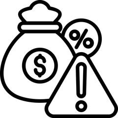 Black investment risk icon - outline