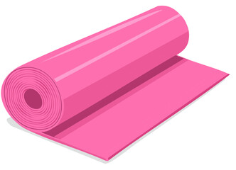 Rolled pink yoga mat for fitness, exercise, and wellness