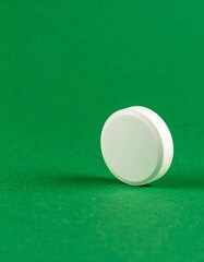 Single white pill on green background (1)