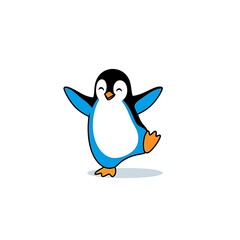 Obraz premium A happy penguin is depicted in a lively pose.