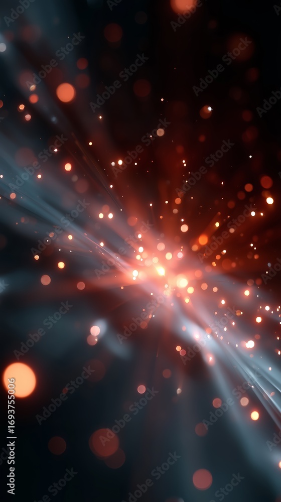 Poster bright bursts of light and color create a vibrant display in a dark setting