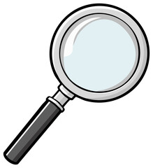 Magnifying glass illustration isolated on white. Optical device for investigation and research