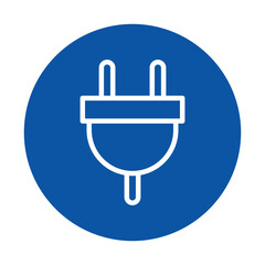 Blue Circle with White Plug Icon for Electrical Connection and Power Supply