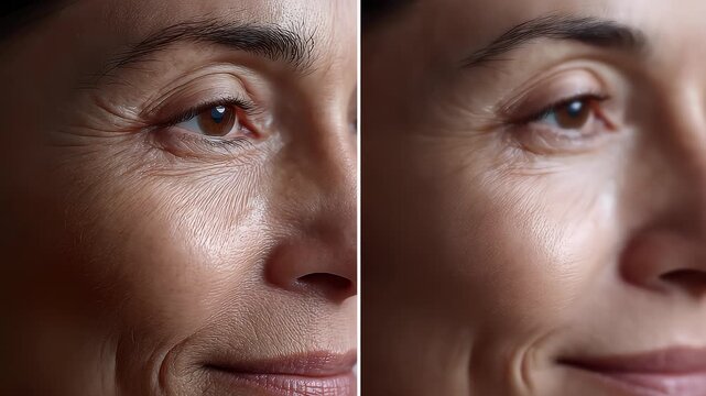 Skin Anti-Aging Effect Comparison Display