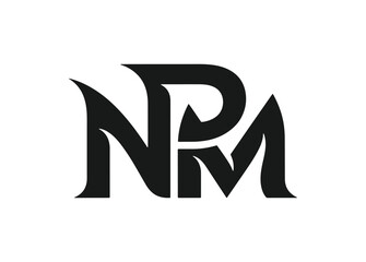 Npm monogram logo design elegant black and white typography for branding