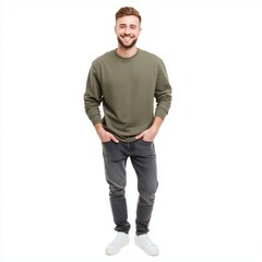 Fototapeta premium Stylish Man in Casual Outfit , white background cut out PNG