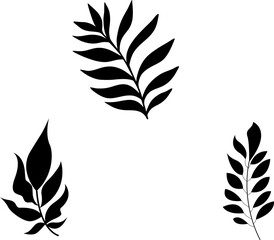 Branches set with leaves isolated in vector