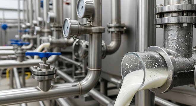 Food manufacturing of milk with filtration pasteurization and packaging