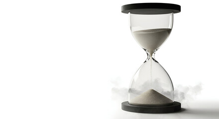 Elegant hourglass with sand flowing, representing time, deadlines, and urgency for business, project management, and concept design 