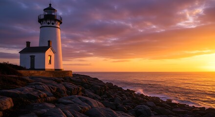 Lighthouse sunrise coastal view
