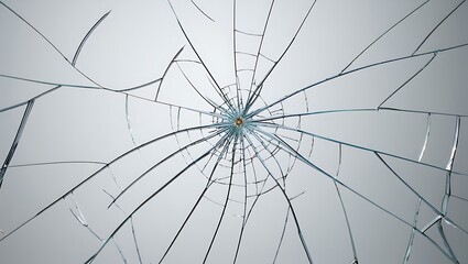 Obraz premium Dramatic Shattered Glass Texture with Radial Cracks Abstract Pattern Background Visualizing Damage and Vulnerability Concept for Design