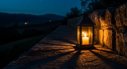 Candle lantern evening landscape