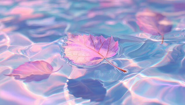 Pastel-hued leaves on rippled water