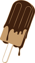 Vector art of chocolate ice cream bar with dripping chocolate